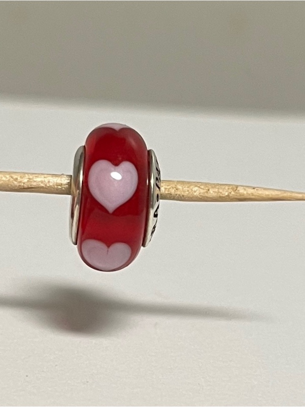 Pandora Red Glass Heart Charm Bead for Women